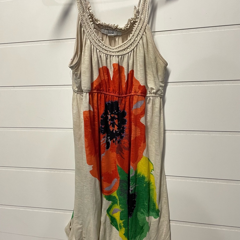 Forever 21 Cream Floral Midi Dress
